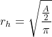 Formel: r_h = \sqrt{\frac{\frac{A}{2}}{\pi}